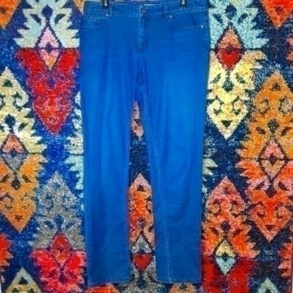 JJill womens dark distressed slim leg stretch jeans 10x34 EUC - Picture 1 of 4